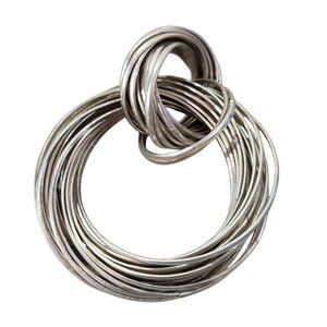 Silver-Tone Multi Ring Pendant Necklace Accessory Lightweight Approx. 2.5 Inch